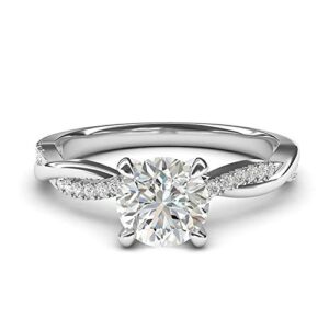 Sterling Silver 4-Prong Petite Twisted Vine Simulated 1.0 CT Diamond Engagement Ring Promise Bridal Ring