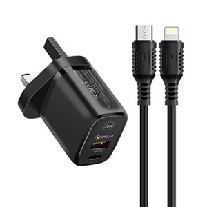 Xawy Phone Fast Charger 20W USB C Wall Charger with Black 1M USB C to Charging Cable Fast USB-C PD Charger Compatible with Phone 13 12 Pro SE XR XS Max X 8 Plus iPad Pro iPad Air (Black)