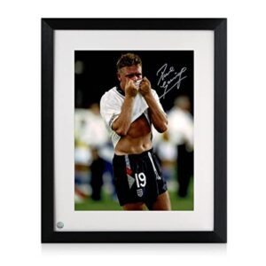 Exclusive Memorabilia Paul Gascoigne Signed England Photo: Gazza's Tears. Framed