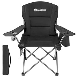 KingCamp Camping Chair with Cooler Bag and Cup Holder Camping Chairs for Adults Folding Chairs Outdoor for Garden Picnic Hiking Indoor 300LBS Capacity