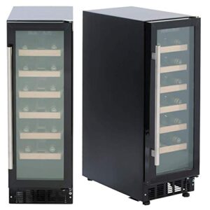 SIA WC30BL 300mm / 30cm Black Under Counter LED 19 Bottle Wine Cooler Chille