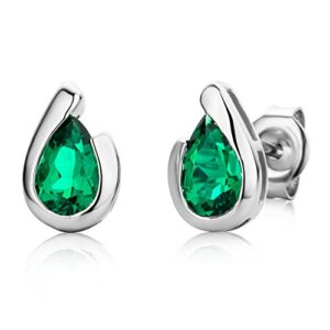 Miore earrings in 9 ct 375 white gold with gemstone/birthstone Sapphire/Ruby/Emerald/Topaz/Amethys