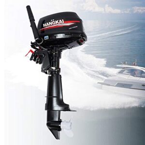 6HP Outboard Motor Inflatable Boat Motor Petrol Boat Engine 2 Stroke 4.4KW 40cm Shaft Marine Engine Water Cooling System Suitable for Dinghy Fishing Boat Kayak Fishing Boat(20KM/H