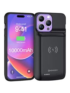 NEWDERY Battery Case for iPhone 14 Pro Max/14 Plus 10000mAh Qi Wireless Charging Case