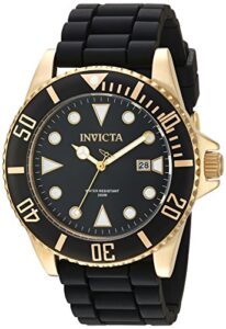 Invicta Men's Pro Diver 44mm Black Stainless Steel and Silicone and Leather Quartz Watch