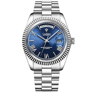 CADISEN Men's Automatic Watch with Power Reserve Automatic Sapphire Glass Waterproof Stainless Steel Bracele