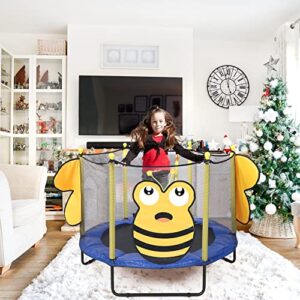 Jehiatek 56" Trampoline for Toddlers with Safety Enclosure Net & Cute Design