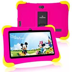 Fivahiva Kids Tablets 7" HD Display Children’s Android 11 Tablet for Kids Dual Camera 2GB+32GB WIFI Bluetooth Parental Control Eye Protection Children Tablet for Ages 2-12 with Kid-Proof Case (Pink)