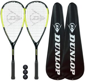 Dunlop Hypermax Squash Racket Twin Set inc Protective Covers & 3 Squash Balls (Various Model Choice)