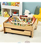 Maxmass Kids Wooden Sandpit, Children Large Sandbox with Non-woven Fabric, Storage Benches and Ba...