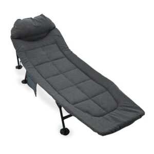 PERRTWDLF Fishing Camping Anglers Chair: Portable Reclining Bedchair with Pillow