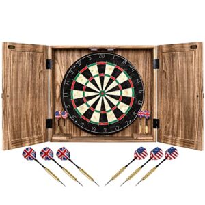 Yoimori Dart Board Cabinet Set with 6 Steel Tip Darts 18" Dart Boards for Adults in Game Room Man Cave Deco