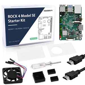 GeeekPi Rock Pi 4 Model SE Starter Kit with Rock Pi 4 SE Single Board Computer 4GB LPDDR4 RAM