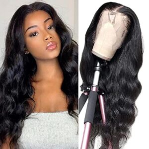Lace Front Wig Human Hair 18 Inch 180% Density Brazilian Human Hair Wigs for Black Women 13X4 Body Wave Wigs With Baby Hair Pre Plucked Free Pa