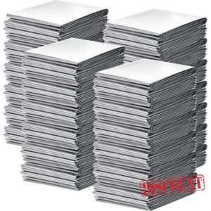Emergency Thermal Blanket Foil Blankets 51 x 83 Inch Mylar Thermal Blankets Silver Foil Survival Equipment Space Blanket Survival Kit for Outdoor Marathons Camping Hiking Survival First Aid (100 Pack)