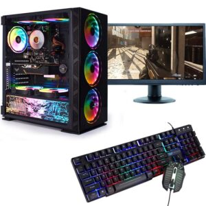 Veno Scorp Budget Gaming PC 22” Bundle Intel Core i5-8GB RAM - 500GB HDD – GT 710 2GB NeonZilla 8 ARGB Gaming Case - WINDOWS 1