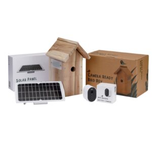 Solar Powered Birdbox with Camera - 1296p HD Battery WiFi Camera Bird Box | No Need for External Power | Outdoor Nesting Box for Garden Birds | Birdhouses Mount to Tree