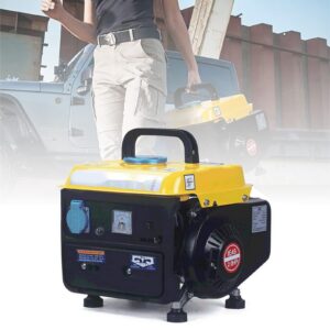 Mini Gasoline Generator 750w 2.0HP Output AC 220V IE45 Portable Power Generator Silent Manual Electric Generator Fuel Tank Capacity 4L Emergency Power Supply for Outdoor Camping Travel Fishing