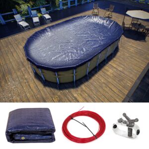 ColourTree Customize Size 12' x 24' Premium Oval Blue Winter Swimming Pool Cover Tarp Tarpco Safety Extra Heavy Duty