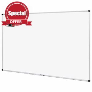 Amazon Basics Whiteboard Drywipe Magnetic with Pen Tray and Aluminium Trim