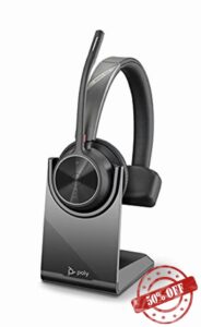 Poly - Voyager 4310 UC Wireless Headset + Charge Stand (Plantronics) - Single-Ear Headset w/ Mic - Connect to PC/Mac via USB-C Bluetooth Adapter