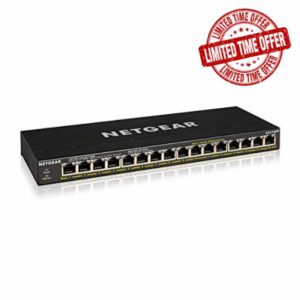 NETGEAR PoE Switch 16 Port Gigabit Ethernet Unmanaged Network Switch (GS316PP) - with 16 x PoE+ @ 183W