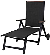 Grand patio High Back Garden Chair Aluminium Folding Dining Chair with Sturdy Armrests, Adjustabl...