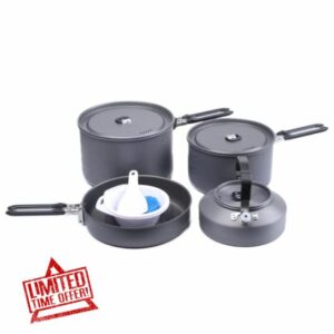 Fire-Maple Feast 4 Camping Cookware Set | Outdoor Cooking kit with Pot Kettle Pan Bowls and Spatula | Kitchen Utensils for 4 to 5 People Backpacking Trekking Hiking Fishing Picnic