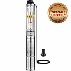 KITGARN 1/2 HP Deep Well Pump 150ft Max Head 25GPM Deep Well Submersible Pump Deep Water Pump 220V 1/2 HP with 5ft Cord 100QJD0.5HPSJB002