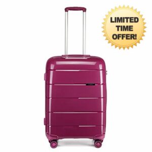 Kono Hard Shell 55cm Cabin Hand Luggage in TSA Lock 4 Wheeled Spinner Lightweight Polypropylene Suitcase with YKK Zipper (S (55cm - 38L)