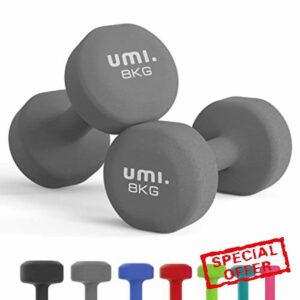 Amazon Brand - Umi - Neoprene Dumbbell Weights Home Gym Fitness Dumbbell Set 1Kg 2Kg 3Kg 4Kg 5Kg 8kg 10kg (pair)