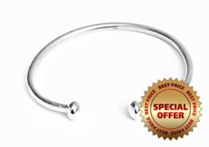 TreasureBay Women's Solid 925 Sterling Silver Bar Bangle Bracelet Torque Silver Bangle