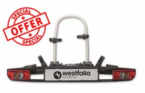 Westfalia bikelander classic – Foldable towbar mounted cycle carrier for 2 bikes – Suitable for eBikes – Universal bike carrier with maximum load of 60kg