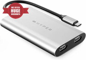 HYPER compatibleDRIVE USB-C TO DUEL HDMI ADAPTER+PD OVER USB (M1)
