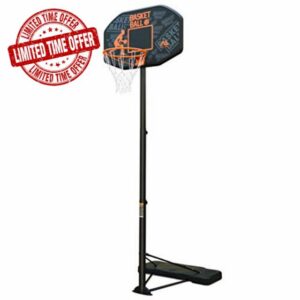 Silver Valley Pro Court Height Adjustable Portable Basketball Hoop with Impact Backboard Official Heigh
