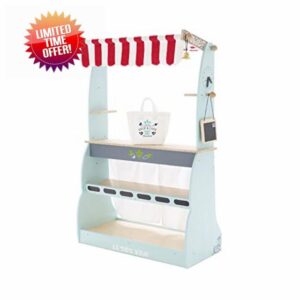 Le Toy Van - Honeybake Reversible Pretend Wooden Shop And Cafe Stall Role Play Kids Toy | Cafe Or Supermarket Pretend Play Shop