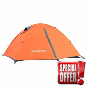 BISINNA 2 Man Camping Tent Waterproof Windproof Two Doors Lightweight Backpacking Tent Easy Setup Double Layer Outdoor Tent for Family Camping Hunting Hiking Mountaineering Travel