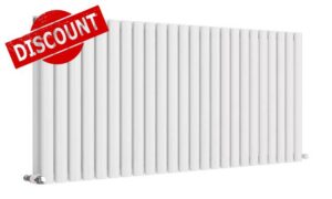 iBathUK | 600 x 1440 mm White Column Designer Radiator Horizontal Double Oval Panel