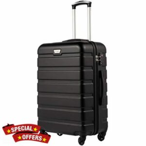 COOLIFE Suitcase Trolley Carry On Hand Cabin Luggage Hard Shell Travel Bag Lightweight with TSA Lock and 2 Year Warranty Durable 4 Spinner Wheels (Moon Night Black