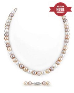 THE PEARL SOURCE Freshwater Pearl Necklace for Women - Pearl Strand Necklace | Multi-Color Long Pearl Necklace with Genuine Cultured Pearls