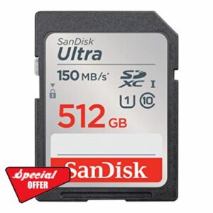 SanDisk 512GB Ultra SDXC card up to 150 MB/s with A1 App Performance UHS-I Class 10 U1