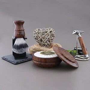 Synthetic Brush for Rich Shaving Foam | Wooden Light Handle Wooden Shaving Bowl for soap