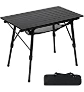 PORTAL Folding Aluminium Camping Table Square Table 70x70cm Roll Up Top 4 People Compact Garden T...
