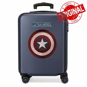 Marvel Avengers Captain America Blue Cabin Suitcase 38 x 55 x 20 cm Rigid ABS Combination Lock 34 Litre 2.6 kg 4 Double Wheels Hand Luggage