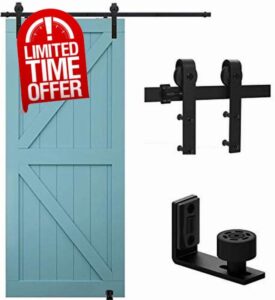 TSMST 167CM/5.5FT Sliding Door Track Barn Door Hardware Kit Closet Rail Roller Accessory Adjustable Floor Guide