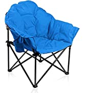 ALPHA CAMP Oversized Camping Folding Portable Chair Heavy Duty Steel Frame Support 160kg Arm Chai...