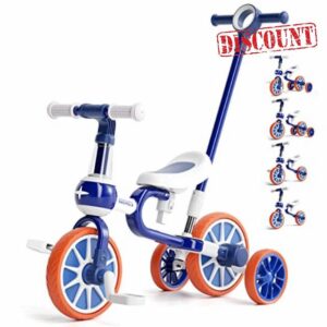 KORIMEFA 4 IN 1 Baby Balance Bike for 2-4 Years Old Kids Trike with Training Wheels for 2 Year Old Boys Girls Infant Toddler Bicycle