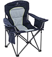 ALPHA CAMP Portable Folding Oversized Camping Chairs with Cup Holder and Cooler Bag - Heavy Duty ...
