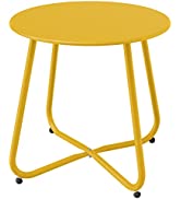 Grand patio Small Table, Round Metal Side Table,Lightweight, Weather Resistant, Snack Table for L...
