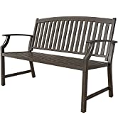 Grand patio Garden Bench, Outdoor Bench with Anti-Rust Steel Metal Frame, Stamped Pattern, Choice...